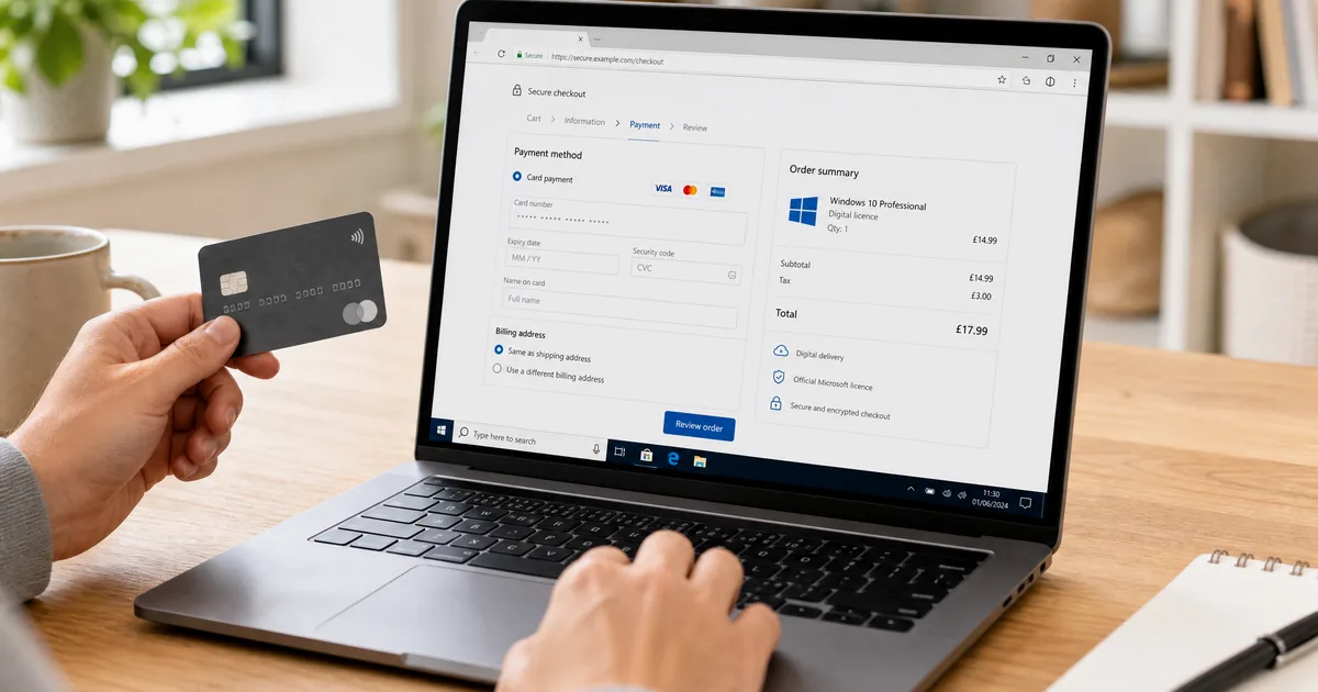 Secure checkout when you buy a Windows 10 Professional product key online