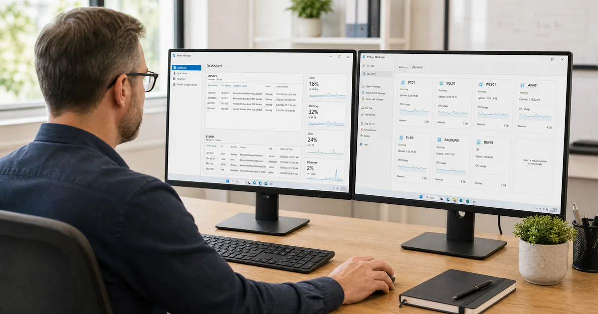 IT administrator reviewing virtual machine licensing before buying Windows Server