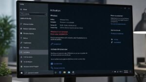 Windows activation settings screen showing a red error message under the Windows activation heading with a Troubleshoot link below it