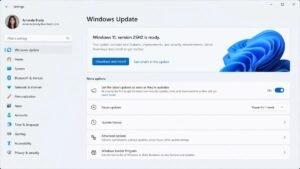 Windows 11 Settings showing Windows Update with the Windows 11 version 25H2 feature update ready to install and a Download and install button